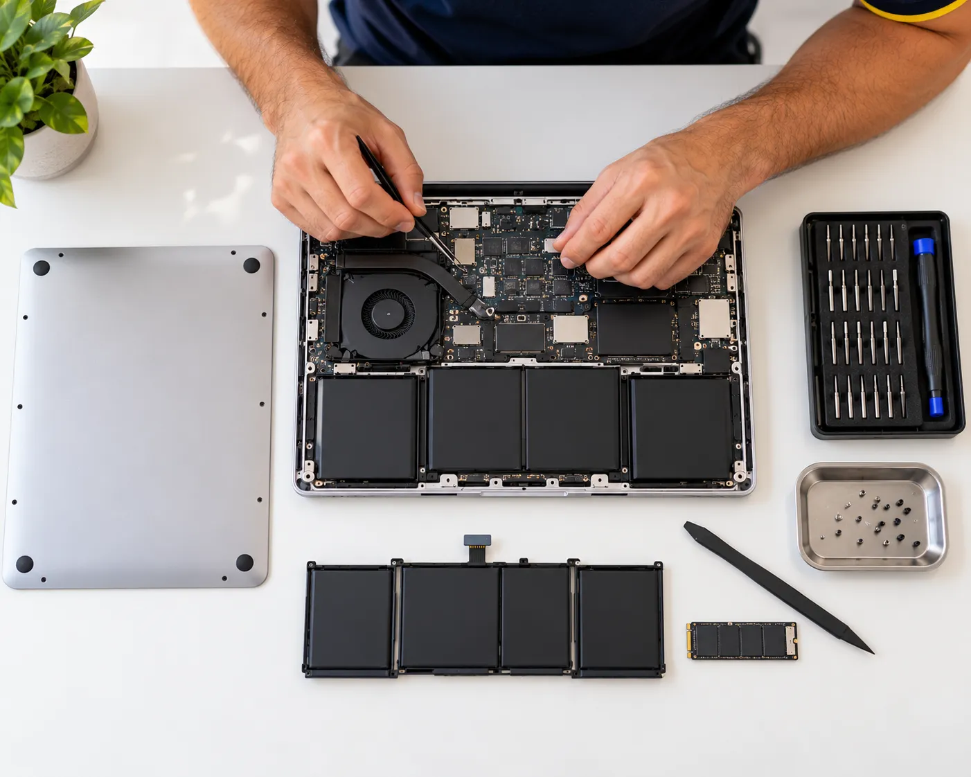 Technician carrying out a macbook & mac repair